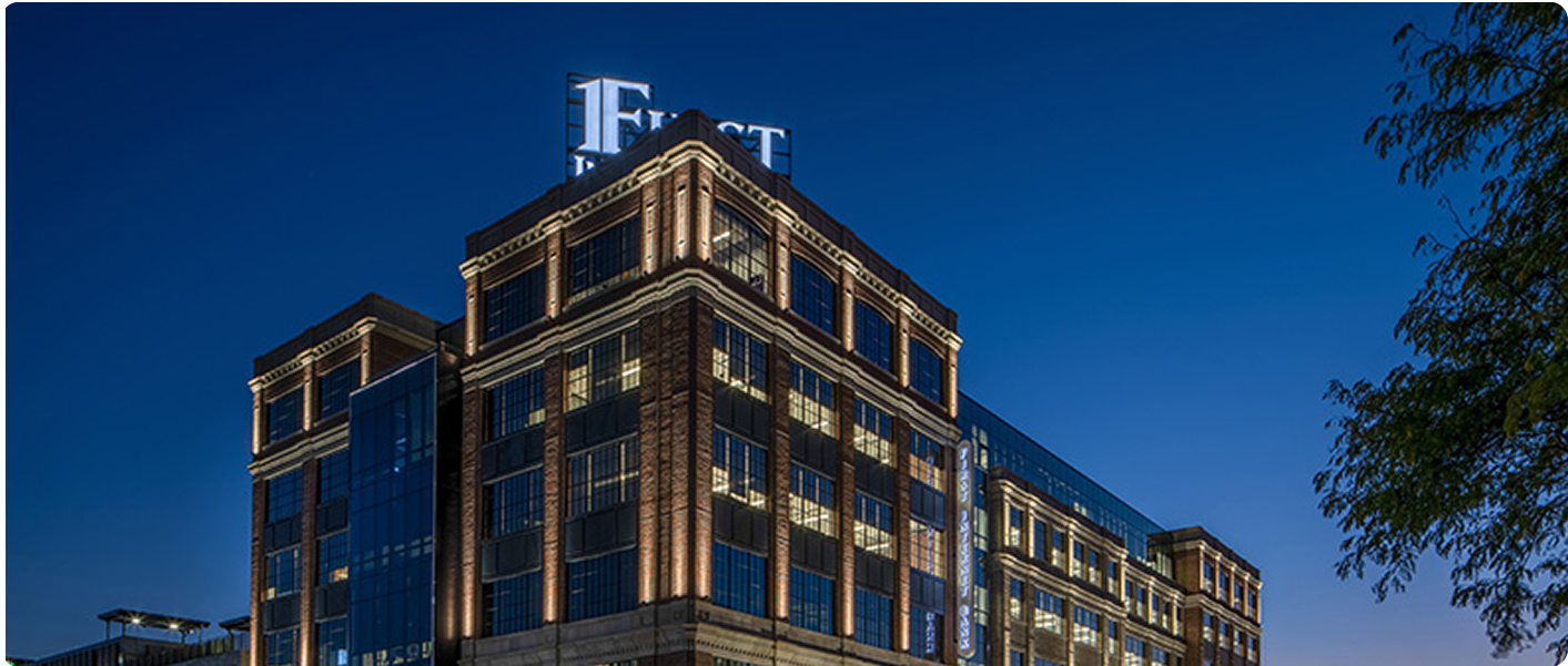 FIB Building outside at night